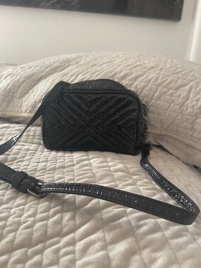 Sam Edelman Black Quilted Patent Crossbody Bag